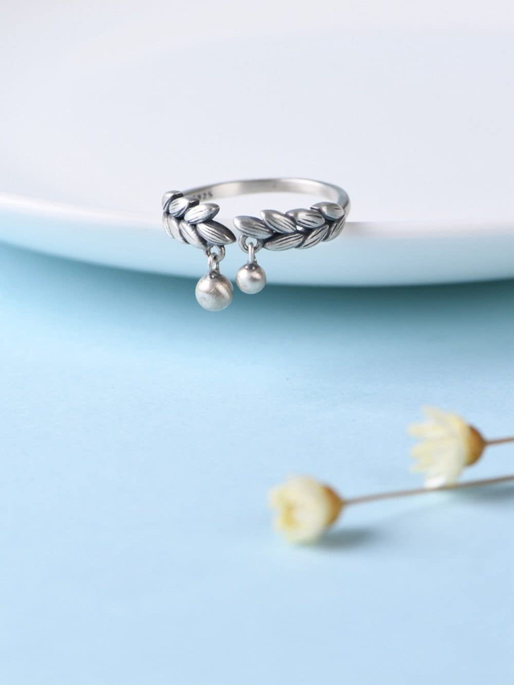 Anello In Argento Sterling 925,S925 Anello In Argento Sterling Con Spiga Di Grano Anelli Regolabili Anello Aperto Retrò In Argento Anello Per Il Pollice Anello Eterno Con Fascino Da Sposa Gioielli