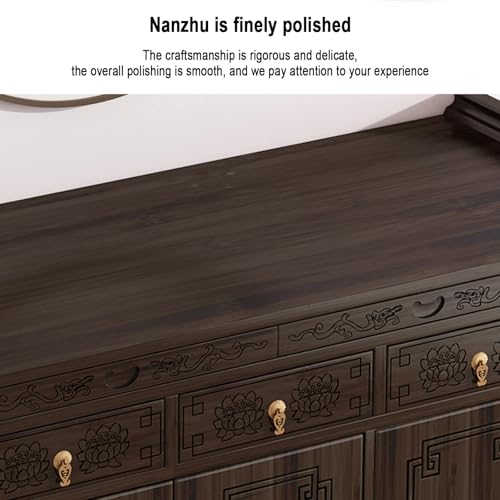 Autel de méditation bouddhiste en bois table d'offrande artisanale 39,4 pouces - 4