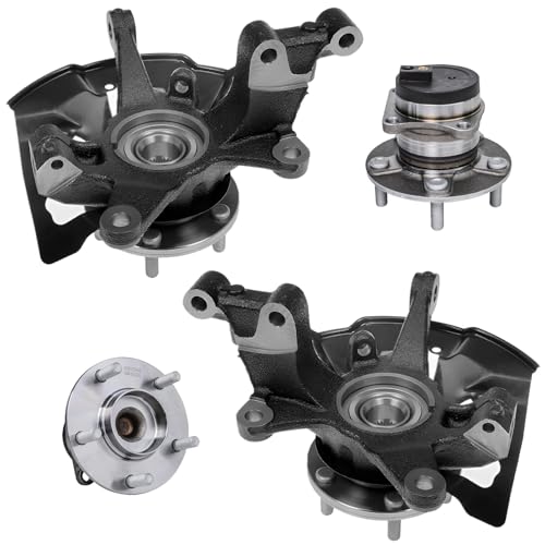 Image of Detroit Axle - FWD Front Steering Knuckles w /Hub + Rear Wheel Hub Bearings Replacement for 2007-2012 Mazda CX-7