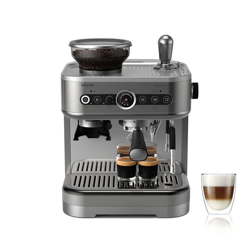 Philips Macchina per espresso semi-automatica Barista Brew - Guida Intuitiva, Pressino Calibrato, Design Elegante, Contenitore per Chicchi 250 g, metallo Argento (PSA3218/01)