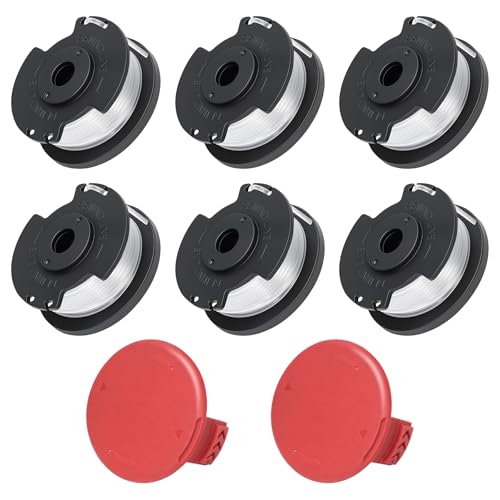 6 Stück Ersatzfadenspule für Einhell Akku-Rasentrimmer GE-CT 18/28 Li 4.9M x 1.6mm Nylon Rasentrimmer-Faden mit 2 Kappe passend für Einhell GE-CT 18/28 Li TC und GE-CT 18/260 Li