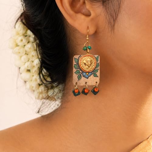 Image of Handcrafted Boho & Ethnic Earrings for Women - Wooden & Brass Statement Designs in Loop, Swing & Motif Styles