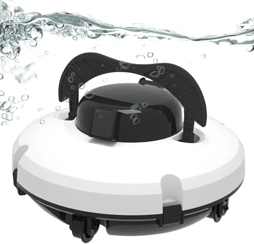 Limpiafondos robótico inalámbrico, aspirador automático de piscinas, 120 minutos de autonomía, motor de doble accionamiento y tecnología de sensor de agua, ideal para piscinas de fondo plano (bla
