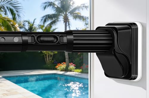 Image of YNL Tension Curtain Rod No Drilling, 41-122 Inch Long Heavy Duty Shower Curtain Rod, One-Click Adjustable Tension Rods for Bathroom /Patio /Window, Outdoor Rods, Renter Friendly, Non-Slip, Black