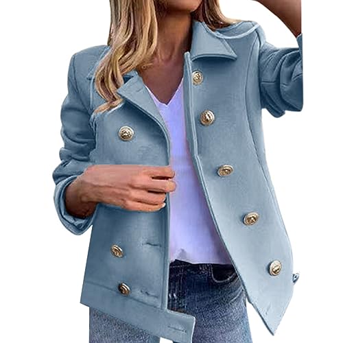 Manteau à double boutonnage coupe ajustée pour femmes unie
