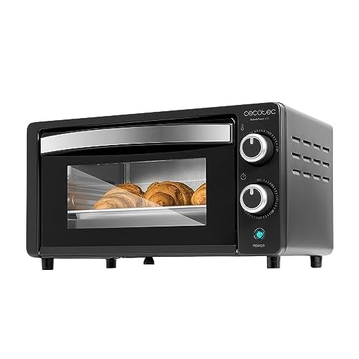 Cecotec Horno de sobremesa Bake&Toast 1090 Black, 10 L, 1000 W, Temporizador 60min, Temperatura regulable hasta 230ºC, bandeja para hornear, parrilla y una asa con pinzas