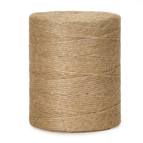 Image of KINGLAKE Natural Jute Twine String - 984 Feet 2mm Twine String for Crafts | Jute Rope Twine for Gift Wrapping Christmas Packing Arts Decoration Wedding Gardening