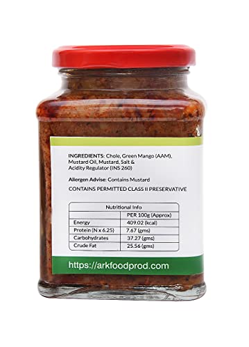 Image of Arkos Homemade Chole Aam Pickle, 800gm with 100% natural ingredients,Soury Chickpeas and mango pickle,Garbanzo and mango Pickle,Ready to eat hot rice, roti,paratha etc