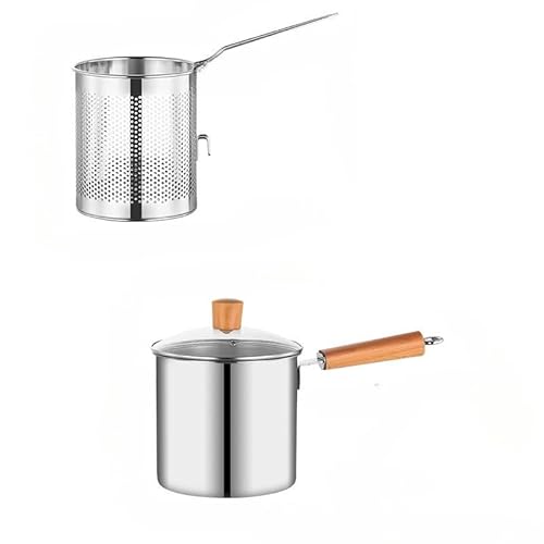 深型パスタ鍋 揚げ物 鍋 パスタポット 小さい ステンレス ih対応 ガラス鍋蓋 オール熱源対応 煮物 湯切り 野菜茹で用カゴ・パスタメジャー付 煮込み料理 スープ用 お手入れ簡単 オール熱源対応 (3Lシルバー,単鍋+ブルーフライ)