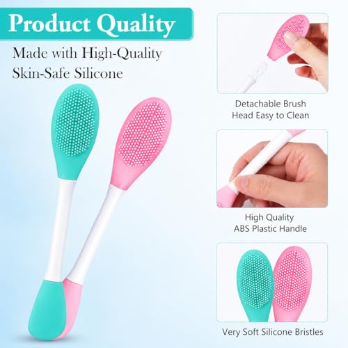 Image of 3 Pcs Silicone Face Scrubber & Ice Roller Combo Set for Skin Care, Facial Cleansing Brush with Exfoliating Pad, Face Mask Applicator Spatula Tool for Women & Men, Reusable Spa Kit Multicolor