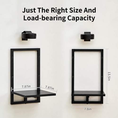 Orvado Wall Planters with Grow Lights, Set of 2 Indoor Hanging Shelves for Bedroom, Living Room, Bathroom, Kitchen, Entryway, Black (2, Black) — view 2