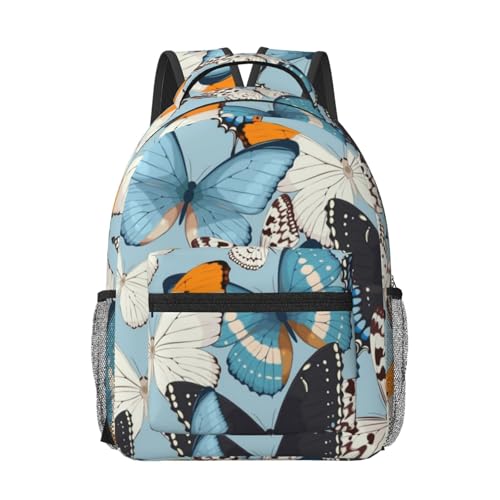 Sac à dos d'école pour enfants étanche noir imprimé papillon