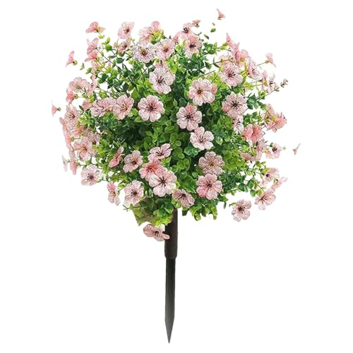 Outdoor Artificial Shrubs | Fake Bush - Realistic Violet Flowers Stake Plants Colorful Garden Decor UV-Resistant for Outdoor Yard Balcony