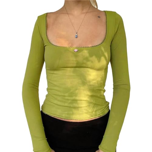 T-shirt col carré femme fin des hauts basiques adoptez le streetwear fleuri - 3