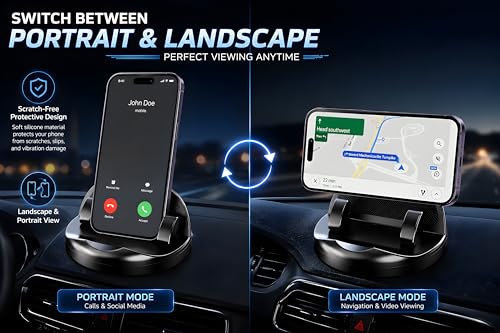 Image of 360 Rotatable Car Dashboard Mobile Holder with Parking Number Plate | Anti-Slip Silicone Phone Stand for Car Dashboard | Mobile Mount for Car, Office & Home | Portrait & Landscape View