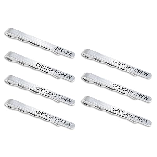 LADY & HOME Tie Clips for Men, Stainless Steel Tie Bars Gifts for Groom, Groomsmen, Father of Groom, Father of Bride, Brother of Bride
