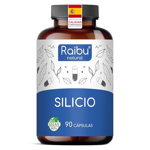 Raibu Cápsulas de Silicio Altamente Concentradas, Sin Sabor - 90 Cápsulas para 3 Meses - 667 mg de Sílice Orgánico de Extracto de Bambú