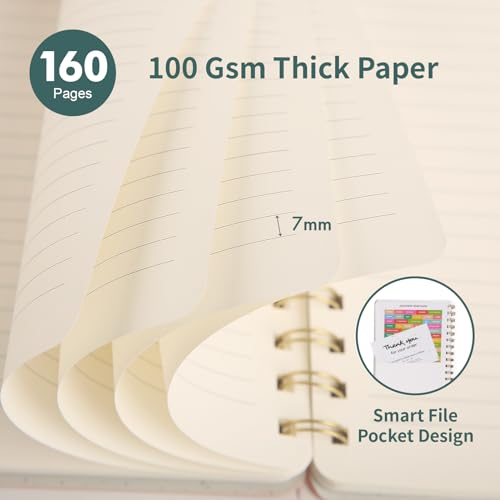 Image of Spiral Notebook-5.75 inch x 8.125 inch College Ruled Journal with Inner Pockets and 160 Pages,PU Leather Cover Business Journal, Twin-Wire Binding Notebook Perfect for Office & Home School Supplies 2 pack NavyBlue /Green