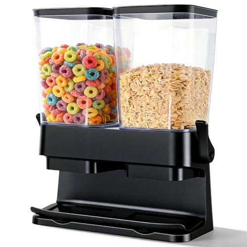 Sinceroduct Cereal Dispenser Countertop 2 Pack Double 3L Airtight Cereal Storage Container for Kitchen Pantry Large Capacity Clear Dry Food Organizer For Cereal Nuts Coffee Beans Pet Food