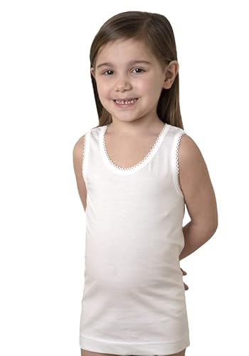 ZZZ ZZZ PETITE ABEILLE Made in Italy-3 Débardeur Intime pour Fille épaule Large 100% Coton - Blanc - X-Small Cover