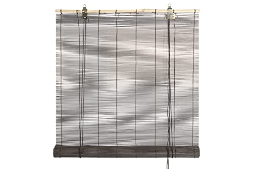 HERSIG - Estor Enrollable de Bambú Natural 100 x 180 cm - Persiana Enrollable Interior y Exterior - Estilo Natural para Ventanas - Privacidad y Fácil Instalación - Marron Oscuro (Medidas aproximadas)