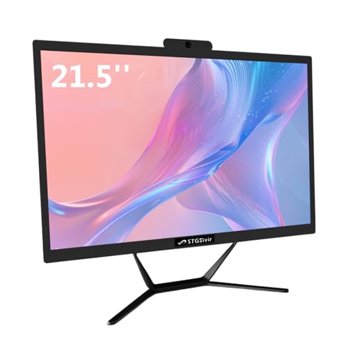 STGSivir PC All in One, Display FHD da 21.5", Core i5 fino a 3.6GHz, 16GB RAM, 1TB SSD, WiFi, Bluetooth 5.0, Windows11 Pro,Nero