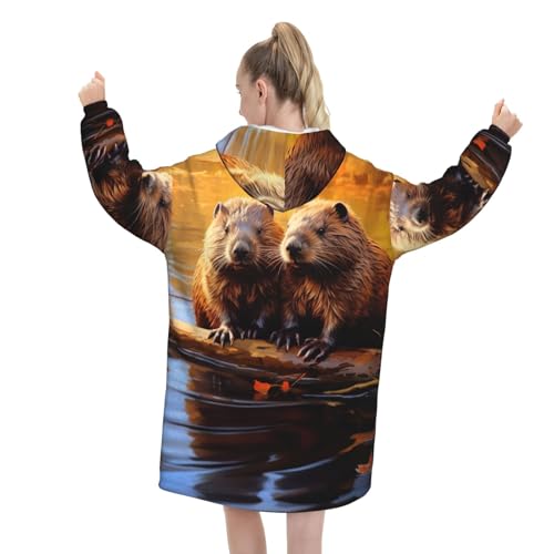 Couverture à capuche EdWal Beaver Working3 pour cocooning et soirées canapé