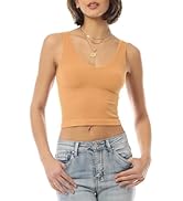 Design by Olivia Women's Sleeveless Strappy Seamless Tank Plunge Neck Workout Fitness Casual Basi...