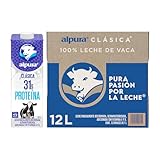 Alpura Leche Clásica 100% leche de vaca Ultrapasteurizada en Paquete de 12 Piezas de 1 Litro cada una, Fuente de Calcio y...