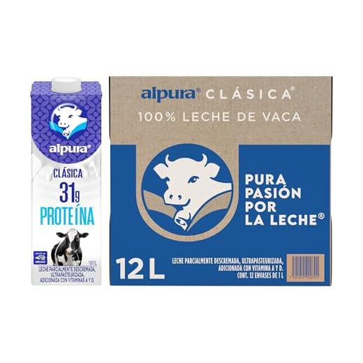 Alpura Leche Clásica 100% leche de vaca Ultrapasteurizada en Paquete de 12 Piezas de 1 Litro cada una, Fuente de Calcio y Proteína, adicionada con vitaminas A y D