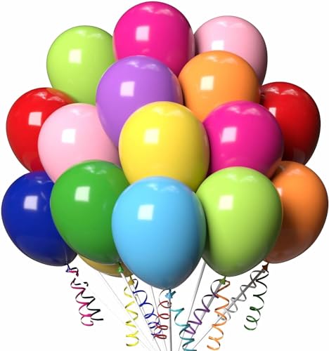 Lot de 100 ballons d'anniversaire, de 23 cm, 100 % biodégradables, pour air et hélium, décoration d'anniversaire d'enfant, fête