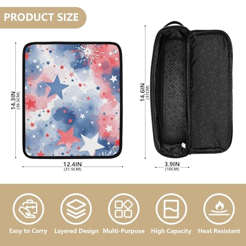Bolsa de viaje para herramientas de cabello para mujer con tapete resistente al calor y gran capacidad. Organizador para planchas, alisadores, rizadores con patrón de fuegos artificiales acuarela, esencial para almacenamiento femenino. miniatura 4