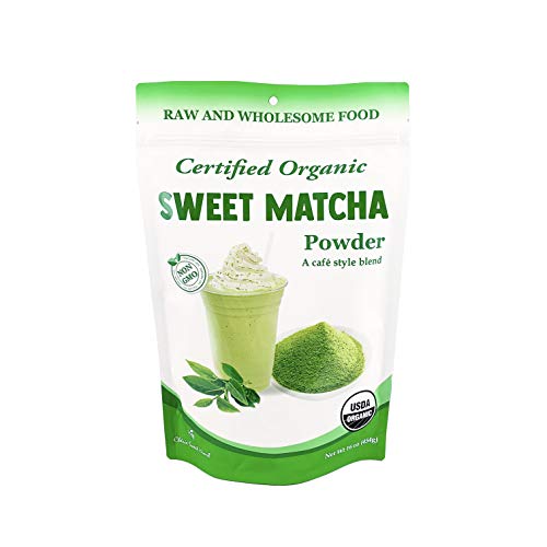 Organic Sweet Matcha Green Tea Powder, Cafe Style Blend by Cherie Sweet Heart (16 oz)