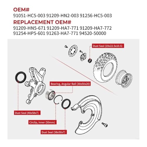 Roulement colonne direction 77HF scellant protection essieux 91051-HC5-003