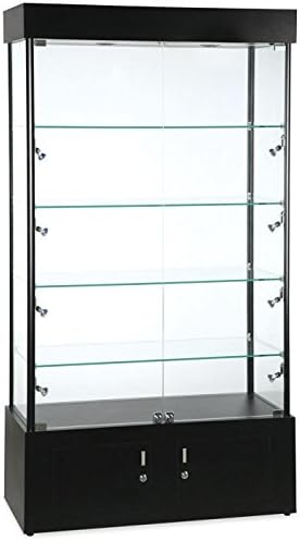 Rectangular Halogen Lighted Tower Display Showcase 40W x 18D x 73H Inches