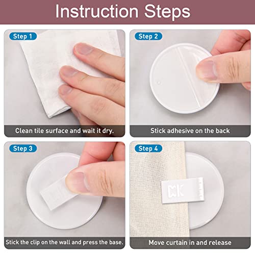 Mate Leon Shower Curtain Clips Windproof Clips , Shower Splash Guard Curtain Clip , Self Adhesive Shower Curtain Clips Splash (White, 8) #TOP4