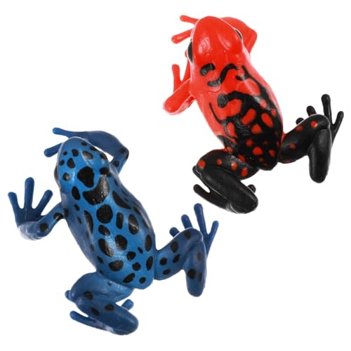 AKOOSY 2 Stück Teiliges Frosch Deko Gartenfigur PVC Wetterfest Realistische Tier Skulpturen Rot Blau für Außenbereich Gartendekoration Geschenkidee
