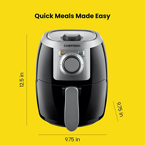 CHEFMAN Small, Compact Air Fryer Healthy Cooking, 2 Qt, Nonstick, User Friendly and Adjustable Temperature Control w/ 60 Minute Timer & Auto Shutoff, Dishwasher Safe Basket, BPA - Free, Black - image 7