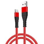 iSOUL 2 Meter 6.5ft Red USB to USB C Cable, USB A to USB C Braided Phone Charger Cable for iPhone 17/16/15, iPad Pro, Samsung Galaxy, MacBook Pro, and More