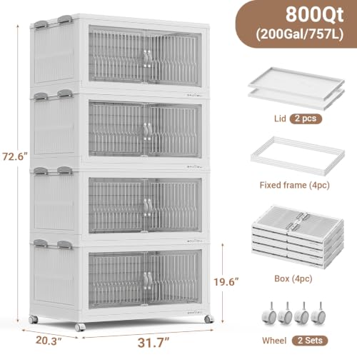 Image of BROVIEW 800Qt Stackable Storage Bins with Lid for Home Dorm, 4Pack White