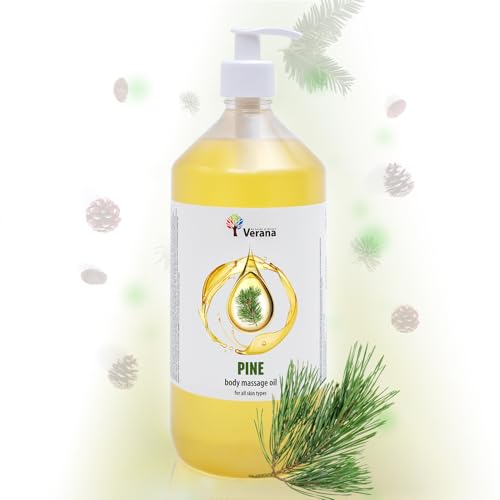 Verana Aceite de Masaje Pino, Natural, Para el Cuerpo, Todo tipo de Pieles, Efecto Revitalizante e Hidratante, Ayuda a fortalecer la Inmunidad, Antienvejecimiento, Aromaterapia (1L)