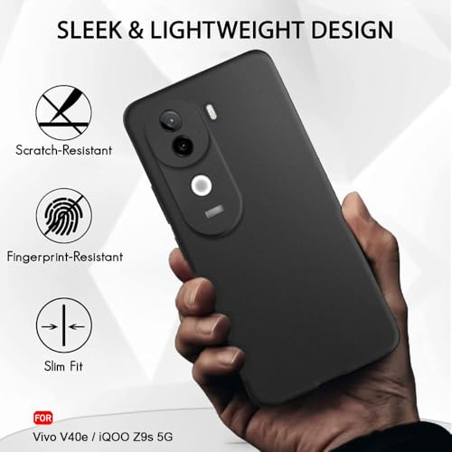 Image of TheGiftKart Sleek Back Cover Case for Vivo V40e / iQOO Z9s 5G | Slim Fit Protective Design | Ultra Matte Finish | Camera Protection Bump | Soft Silicon Cover for Vivo V40e / iQOO Z9s (Silicone, Black)