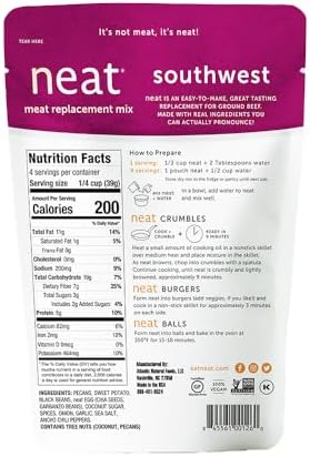 neat - Plant-Based - Southwest Mix (5.5 oz.) (Pack of 3) - Non-GMO, Gluten-Free, Soy Free, Meat Substitute Mix