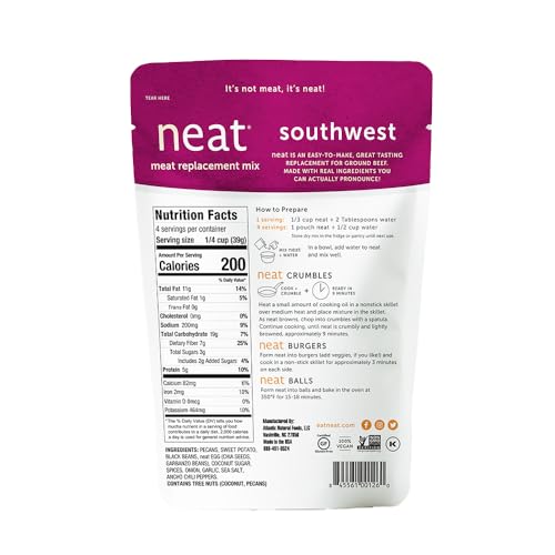 neat - Plant-Based - Southwest Mix (5.5 oz.) (Pack of 3) - Non-GMO, Gluten-Free, Soy Free, Meat Substitute Mix - Thumbnail 2