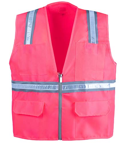 Safety Depot Safety Vest High Visibility Reflective Tape 8038-PK (Pink, XL)