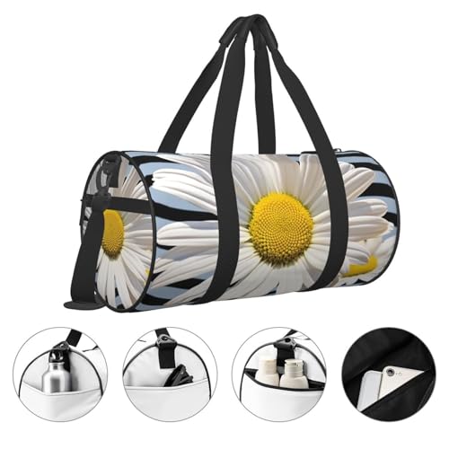 Travel Duffel Bag Sports Gym Bag With Shoes Compartment,Lightweight Overnight Weekender Bag Daisy Flower Yoga Gym Sports Bag For Men Women4