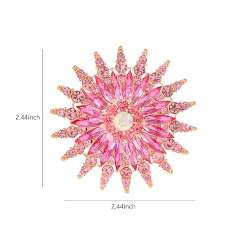 Image of Large Crystal Flower Brooch Pin for Women Red purple pink green Rhinestone Flower Lapel Pin Wedding Party Birthday Dance Banquet Dress Suit Ceremony Clothes Hat Bag Accessories Jewelry