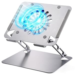 SOUNDANCE Laptop Cooling Pad with Upgrade Low-Noise Fan and 3.0 USB Hubs, Ventilated Laptop Cooler Prevent Overheating, Adjustable Ergonomic Laptop Stand Support Up to 16” Gaming Notebook Computer