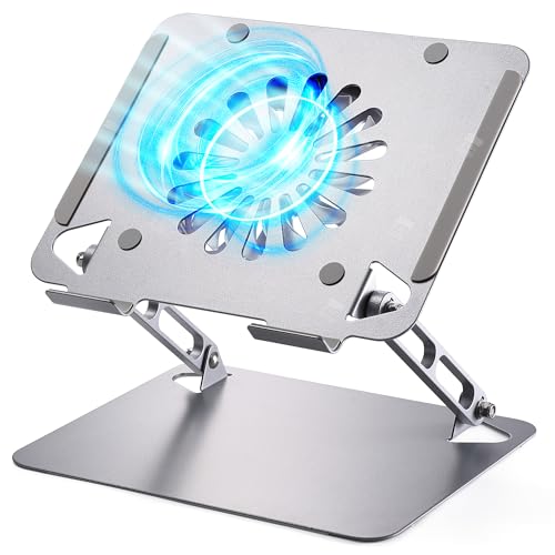 SOUNDANCE Laptop Cooling Pad with Upgrade Low-Noise Fan and 3.0 USB Hubs, Ventilated Laptop Cooler Prevent Overheating, Adjustable Ergonomic Laptop Stand Support Up to 16” Gaming Notebook Co