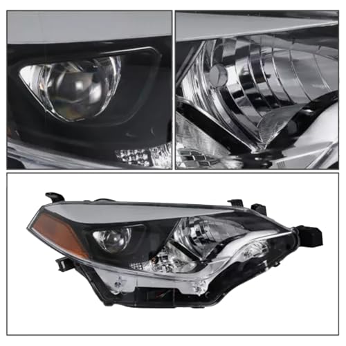 Image of Front Bumper Headlights Fit for 2014-2016 Toyota Corolla C CE LE S L Headlamp Replacement Kit Chrome Housing Amber Reflectors LH + RH